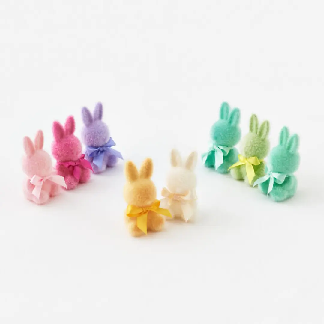 Flocked Sitting Bunny, Mini