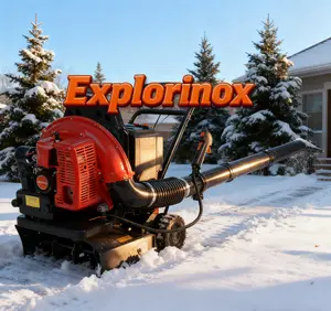 Explorinox Snow/Leaf Blower, 63CC Gas Powered Backpack Leaf Blower, 665CFM 2-Stroke Snow Blower for Lawn Care Yard Dust Debris (Red)