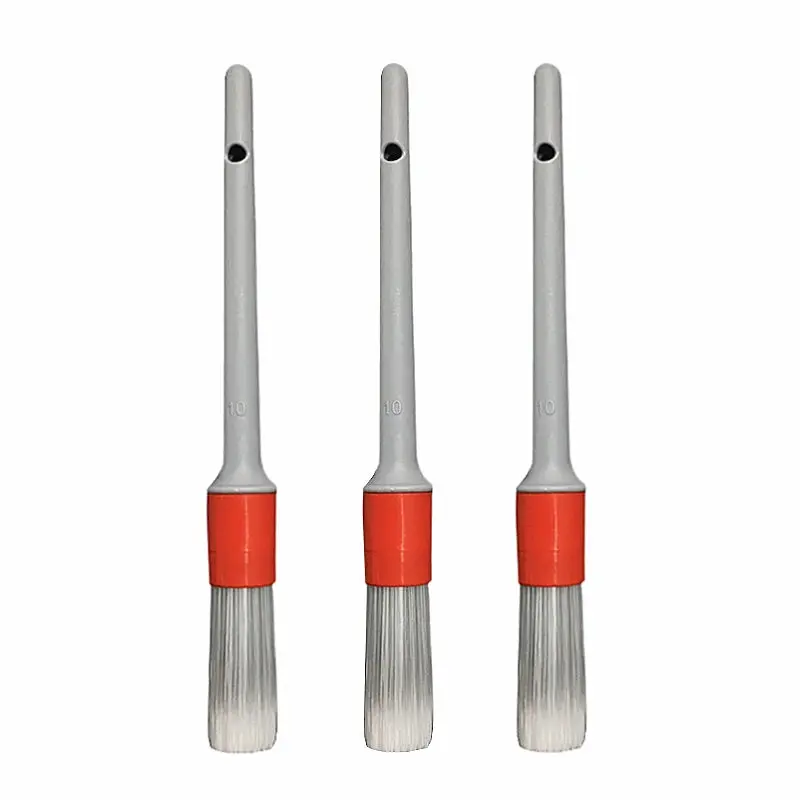 3pc Deep Cleaning Car Detailing Brush Set Pack, Gray PP Handle, Super Soft Synthetic Soft Bristles for Automotive Car Washing & Maintenance Accessories