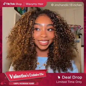 [3 IN 1 HALF WIG] Wavymy Kinky Curly 3 In 1 Seamless Flip Over Half Wig #1B30 Highlight Glueless No Lace Reusable Human Hair for 3 Hairstyles