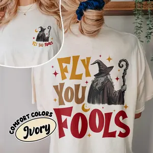 Fly You Fools Comfort Colors Shirt, Gandalf Quote T Shirt, Middle Earth Hobbitcore Apparel, Fantasy Nerd Clothing PCR
