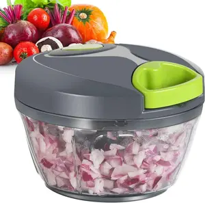 Manual Food Processor Vegetable Chopper, Ourokhome Portable Hand Pull String Garlic Mincer Onion Cutter for Veggies, Ginger, Fruits, Nuts, Herbs, etc.