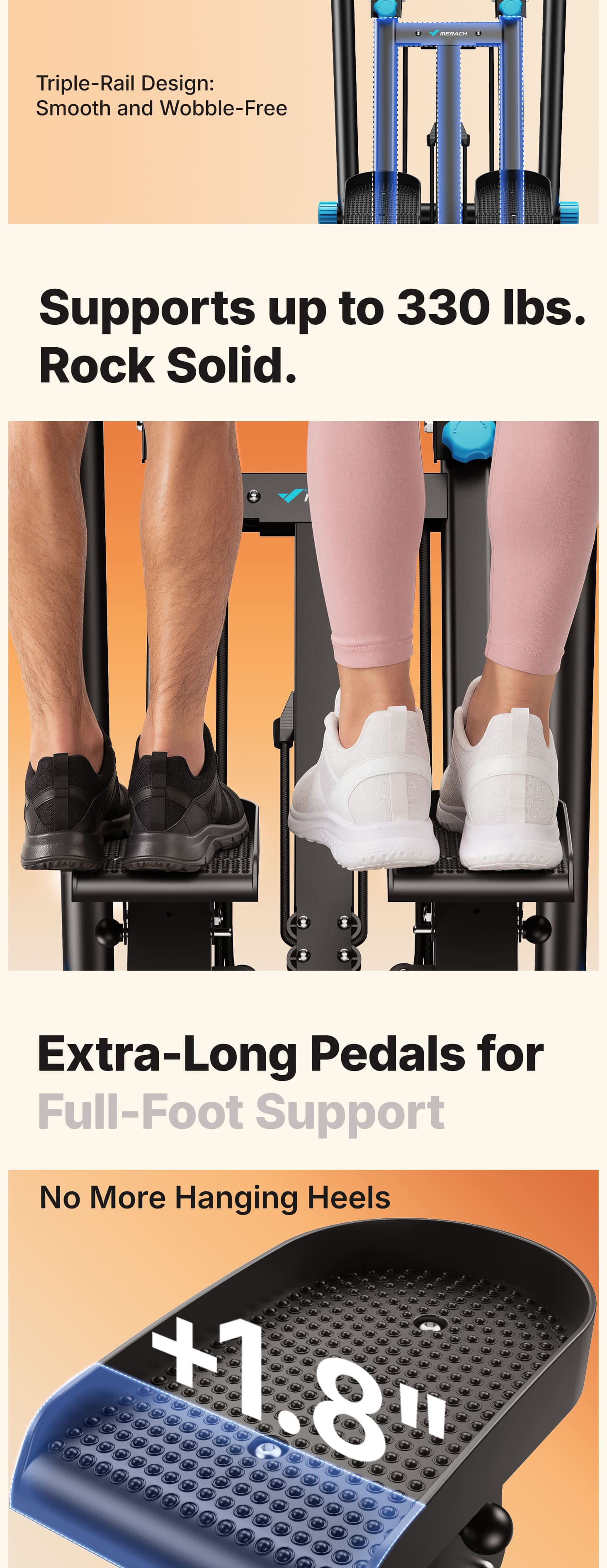 Merach Stair Stepper with Handlebar for Full-Body Workout, 330LBS Capacity, Compact Cardio Climber Exercise Machine with Adjustable Pedals, Vertical Climber for Home Gym Merach Stair Stepper with Handlebar for Full-Body Workout, 330LBS Capacity, Compact Cardio Climber Exercise Machine with Adjustable Pedals, Vertical Climber for Home Gym