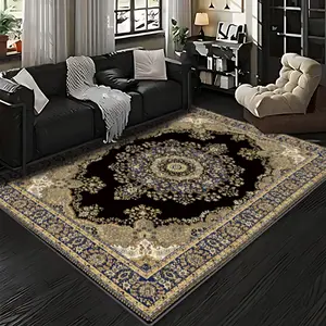 Velvet, Soft and Comfortable: European Persian Retro Art Pattern Printed Carpet, Home Decoration Carpet, Sofa Mat, Doorway Mat, Tea Table Mat, Bedside Carpet, Shopping Mall, Coffee Shop, etc. Suitable for multiple scenar Decorative Area Rug