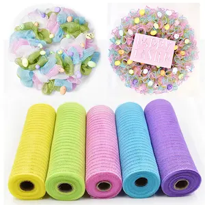 10inch*10 Yards Valentines Day Bouquet Diy Packaging Mesh Roll Easter Wreath Flower Basket Gift Ribbon Tulle Roll Fabric Garland