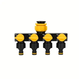 Garden Hose Distributor, One Faucet with Four Nozzles, Quick Connect Nozzles, Independent Switch Control, Quick Installation and Removal, Essential for Car Washes and Gardens, Water Hose Nozzle