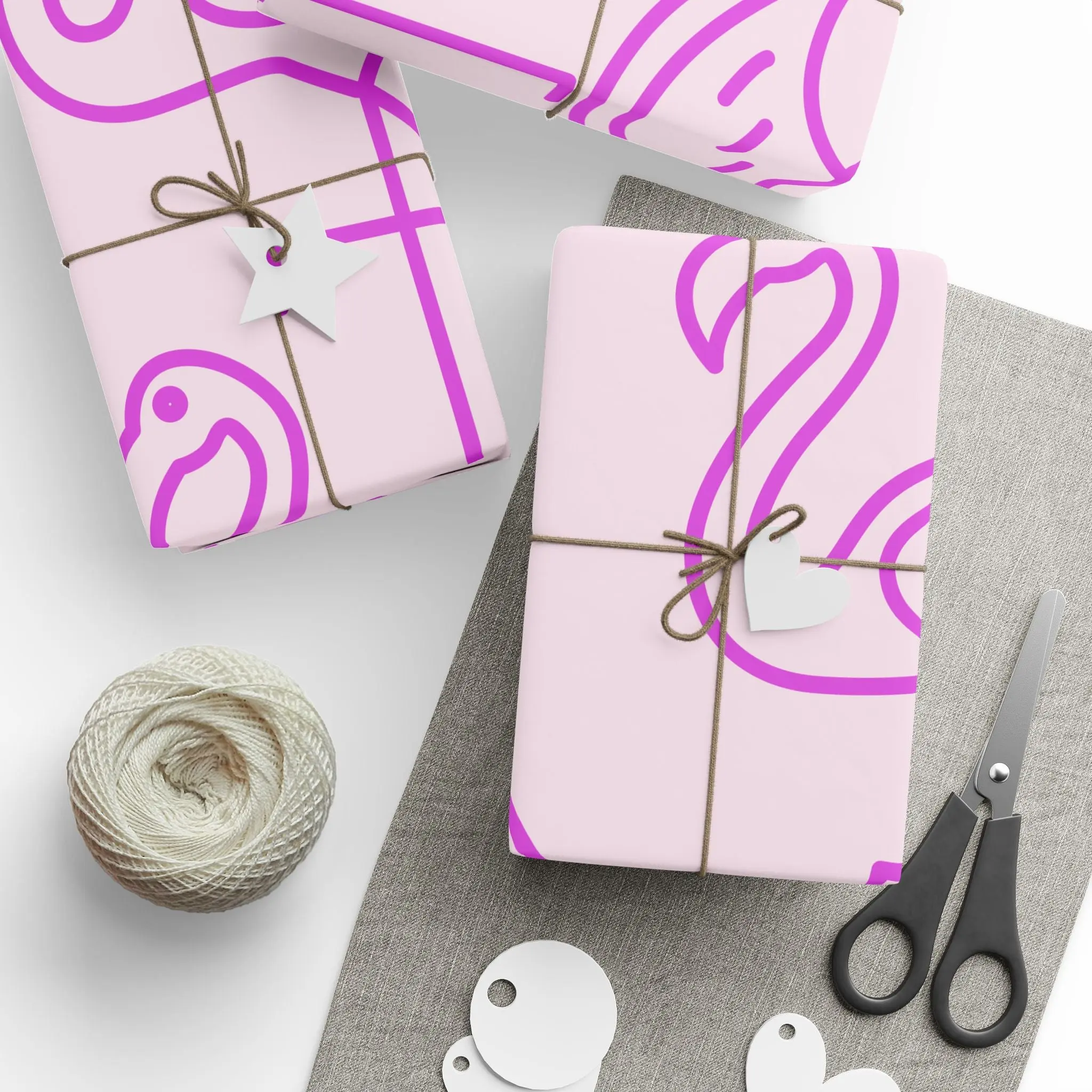 Flamingo Pattern Wrapping Paper — Pink Tropical Gift Wrap (Gloss or Matte)