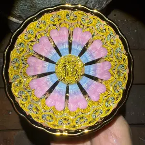 98748 Hand Carved Tea Cup with Intricate Gold and Pink Floral Design for Elegant Tea Enthusiasts