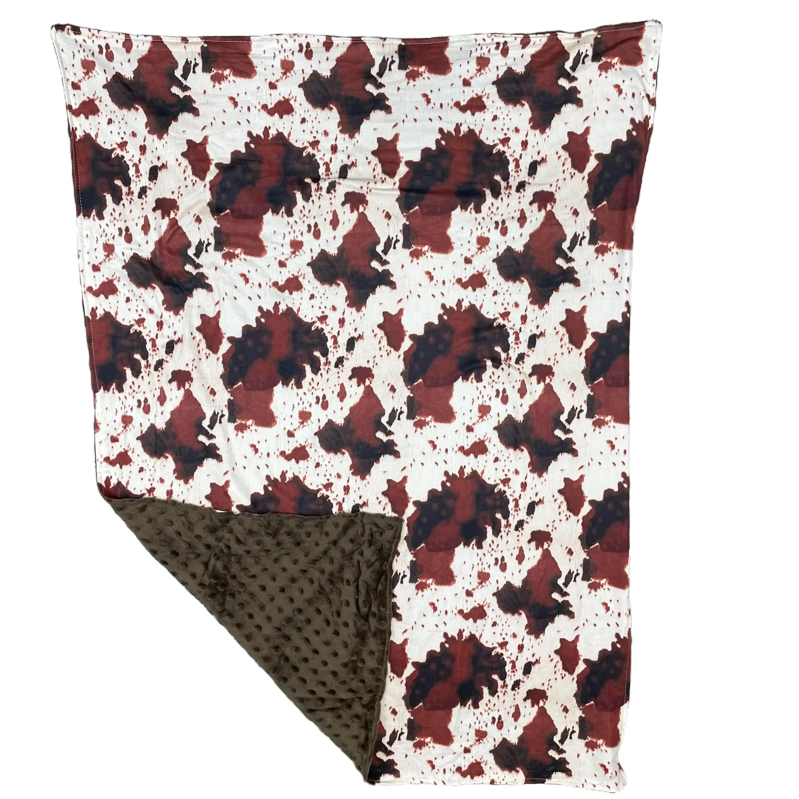Newborn baby blanket  cow print farm print outdoor travel blanket minky blanket