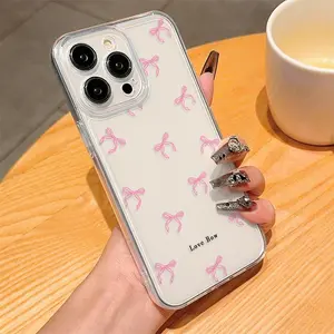 Cute Bow Pattern Clear Phone Case, Anti-drop Cellphone Protective Case, Total Protective Shockproof Mobile Phone Cover for iPhone 16 15 14 13