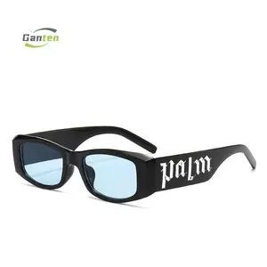 Palm Angels Glass Rectangular Sunglasses, Trendy Streetwear Fashion Shades, UV Protection Glasses for Men Women, Summer Eyewear