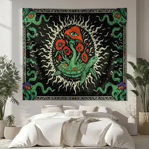 1 piece of Bohemian mushroom style tapestry wall cloth, artistic painting style, essential for home decoration art tapestry, suitable for wall background covering fabric decoration in living rooms, homestays, and male and female bedrooms