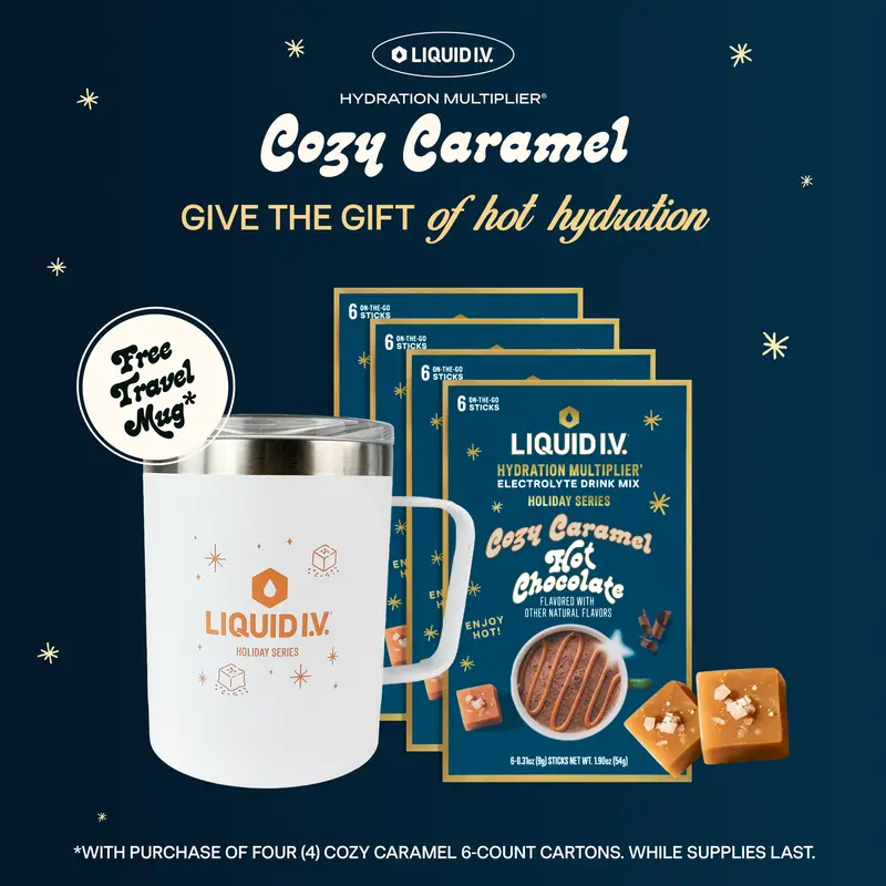 Liquid I.V. Hydration Multiplier - Limited Edition Cozy Caramel Bundle - Hydration Powder Packets | Electrolyte Powder Drink Mix | Convenient Single-Serving Sticks | 4 Pack (24 Servings)