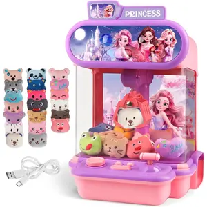 Claw Machine for Kids,Mini Vending Machines Girls Princess Toys,Candy Grabber Prize Dispenser Girl Toys, Electronic Arcade Game with 20 Mini Plush Toy for Party Easter Birthday Gifts (Princess-B)