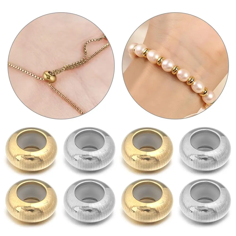 10pcs/lot Stainless Steel Crimp End Beads Stopper Spacer Beads With Rubber Silicone For DIY Bracelet Jewelry Making Supplies