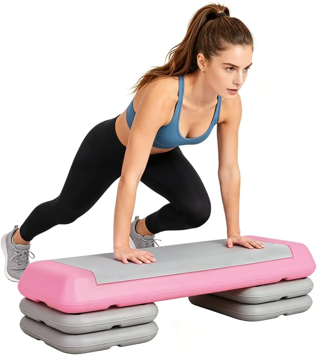 Adjustable Non-Slip Aerobic Step Platform - Textured Surface, Stable Base, Portable Home Gym Fitness Equipment for Cardio Training, Step Aerobics campingessentials
