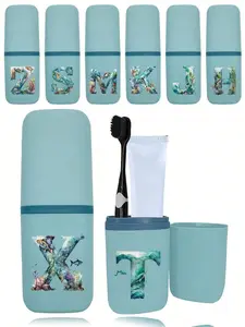 Toothbrush Holder Cover Bathroom Accessories, Outdoor Travel Toothbrush Toothpaste Storage Boxes, Letters Series Dust-Proof Organizer Case, Household & Storage Supplies, Dustproof Toothbrush Holders, Toothbrush Holders