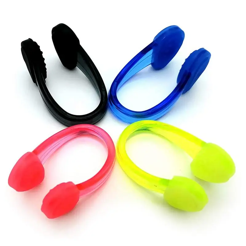 Soft Silicone Waterproof Noseclip 4-Pack - Stable and Comfortable Adult & Children Swimming Pool Accessories with Dotted Grip, Portable Nose Plugs