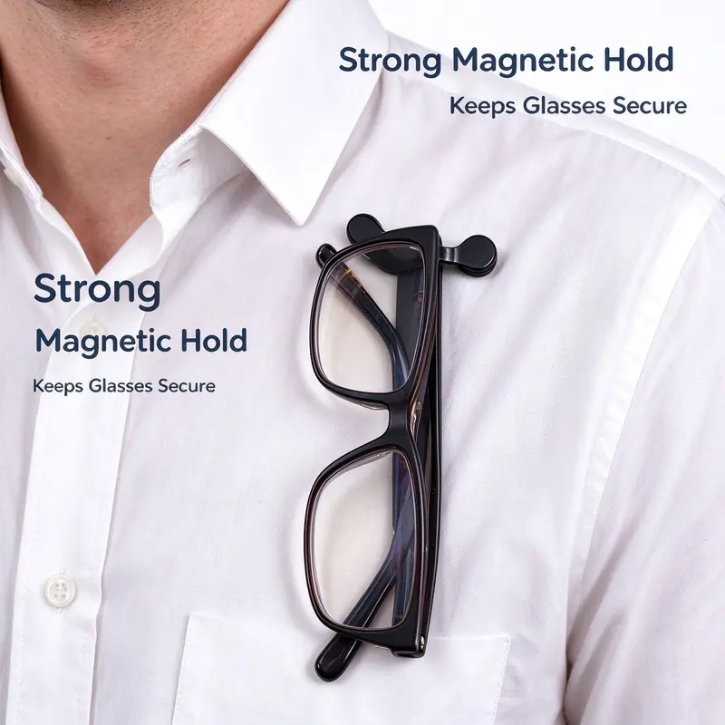 2 PCS Stainless Steel Collar Clip Magnetic Glasses Holders - Secure Fit ...