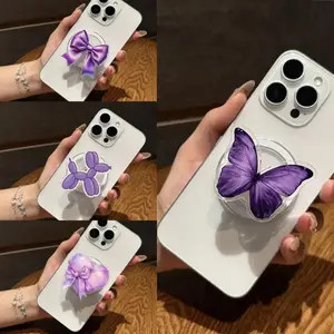 Purple Lover Aesthetic Magsafe Phone Grip - Magnetic Pop Socket Kickstand for Phone/Kindle