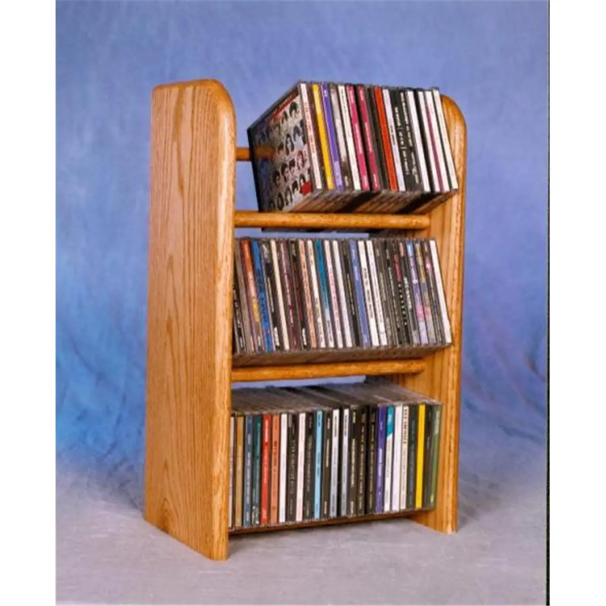 Solid Oak 3 Row Dowel CD Rack