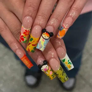 Alice WonderNails – Pucca Cartoon Press On Nails with 3D Floral & Character Design | Kawaii Nail Art Set | Fun Cute Handmade Press-On Nails – AW424