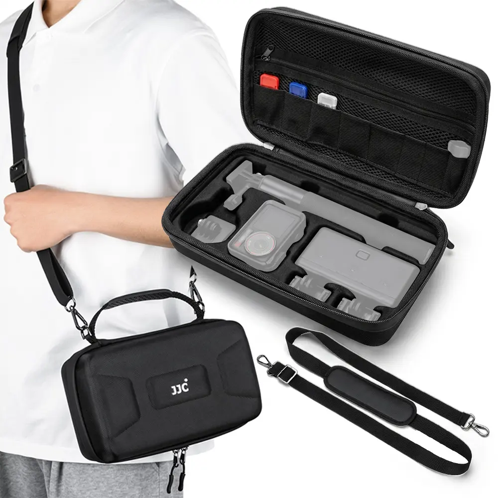 JJC Storage Case for Osmo Action 6, 5 Pro, 4, 3 Adventure Combo, Xtra Edge Pro   with   Adjustable Shoulder Strap & Carrying Handle, Inner Pocket for Power Bank, Filters, SD Cards,   Slot for Battery Case, Extension Rod,  Camera Protection Accessories