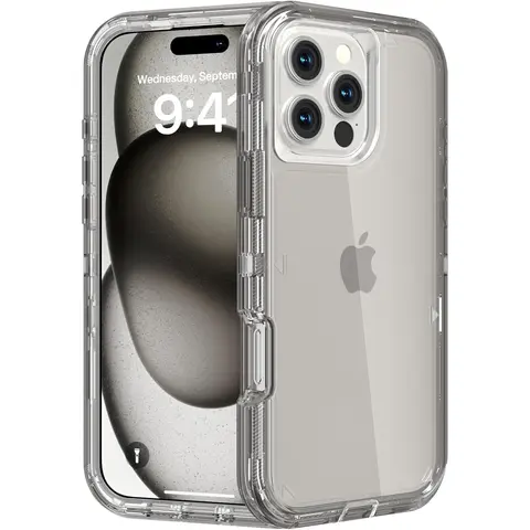 NUYETE Crystal Defender Case for iPhone 18 Pro Max 17 16 15 14 13 12 Pro Max, Heavy Duty Shockproof Protective Case, Anti-Drop, Durable Dual Layer Transparent Cover for iPhone 17 Air iPhone Air