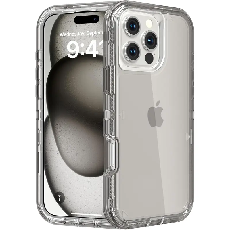 NUYETE Crystal Defender Case for iPhone 18 Pro Max 17 16 15 14 13 12 Pro Max, Heavy Duty Shockproof Protective Case, Anti-Drop, Durable Dual Layer Transparent Cover for iPhone 17 Air iPhone Air