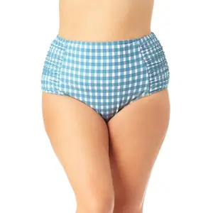 Anne Cole Plus - Shirred High Waist Tummy Control Bottom