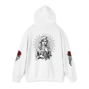SilentHeaven Designs Virgin Mary Sacred Heart Hooded Sweatshirt