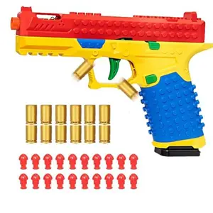 Toy Gun Building Block Kit, DIY Fidget Pistol Toy for Adults, Funny Building Blocks Set with Display Stand, Creative Soft Shooting Collectible