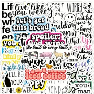 50 Pack of Motivational, Encouraging, Funny and Uplifting Stickers. Great for Water Bottles, Vision Boards, DIY Crafts, School Projects, Laptop Computers, Notebooks
