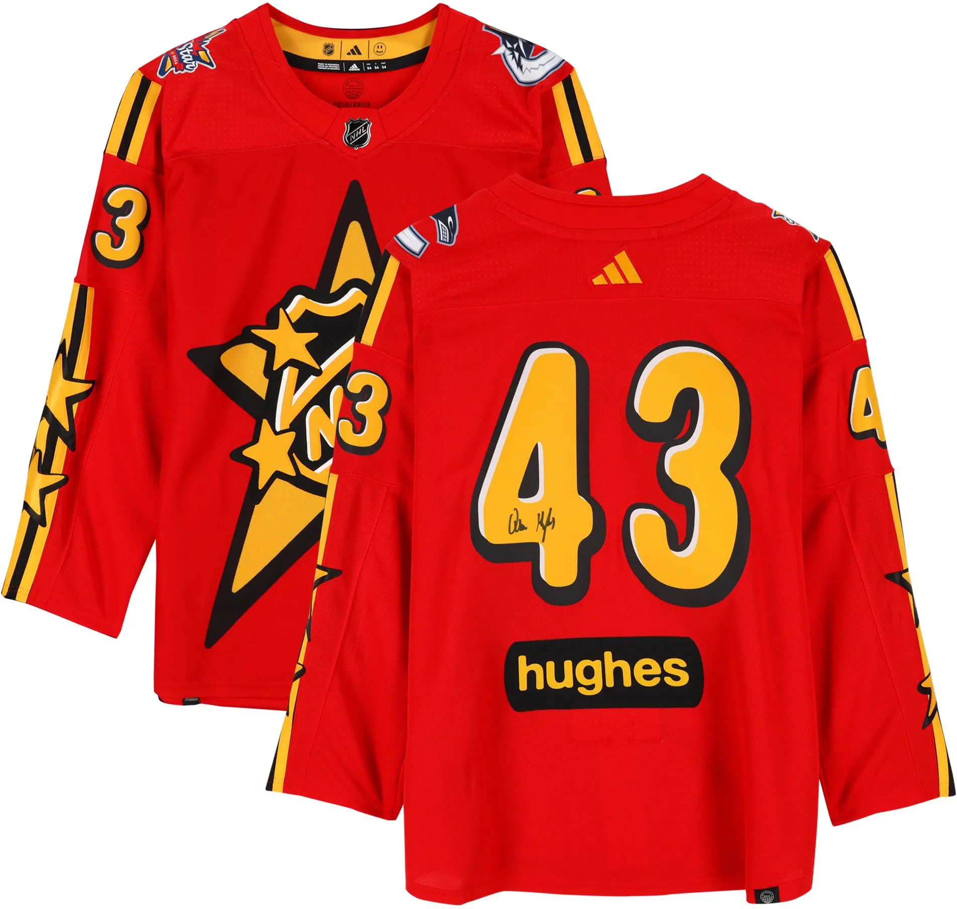 Quinn Hughes Vancouver Canucks Autographed Red 2024 All-Star Game Adidas Authentic Jersey - Fanatics Authentic Certified