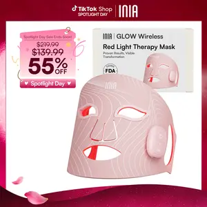 INIA GLOW Wireless LED Face Mask-With Red Light Therapy, 2-Year Warranty,  Portable and Rechargeable for LED Facial Mask Skincare at Home and Travel, Mother's Day Special Gift