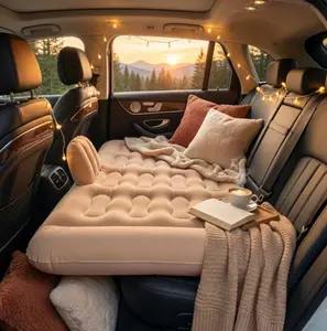 Backseat Air Mattress With Automatic Inflator Portable Travel Bed for SUV & Sedan Comfortable Sleeping Pad for Road Trips Camping Kids Airbed ,Quick Inflation  Mattress for Road Trip & OutdoorTravel