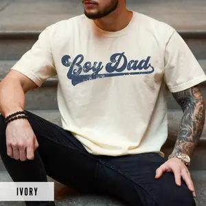 Comfort Colors Boy Dad T-Shirt, Retro Script Dad Graphic Tee, New Dad Gift Shirt, Father’s Day Outfit, Baby Announcement Tee