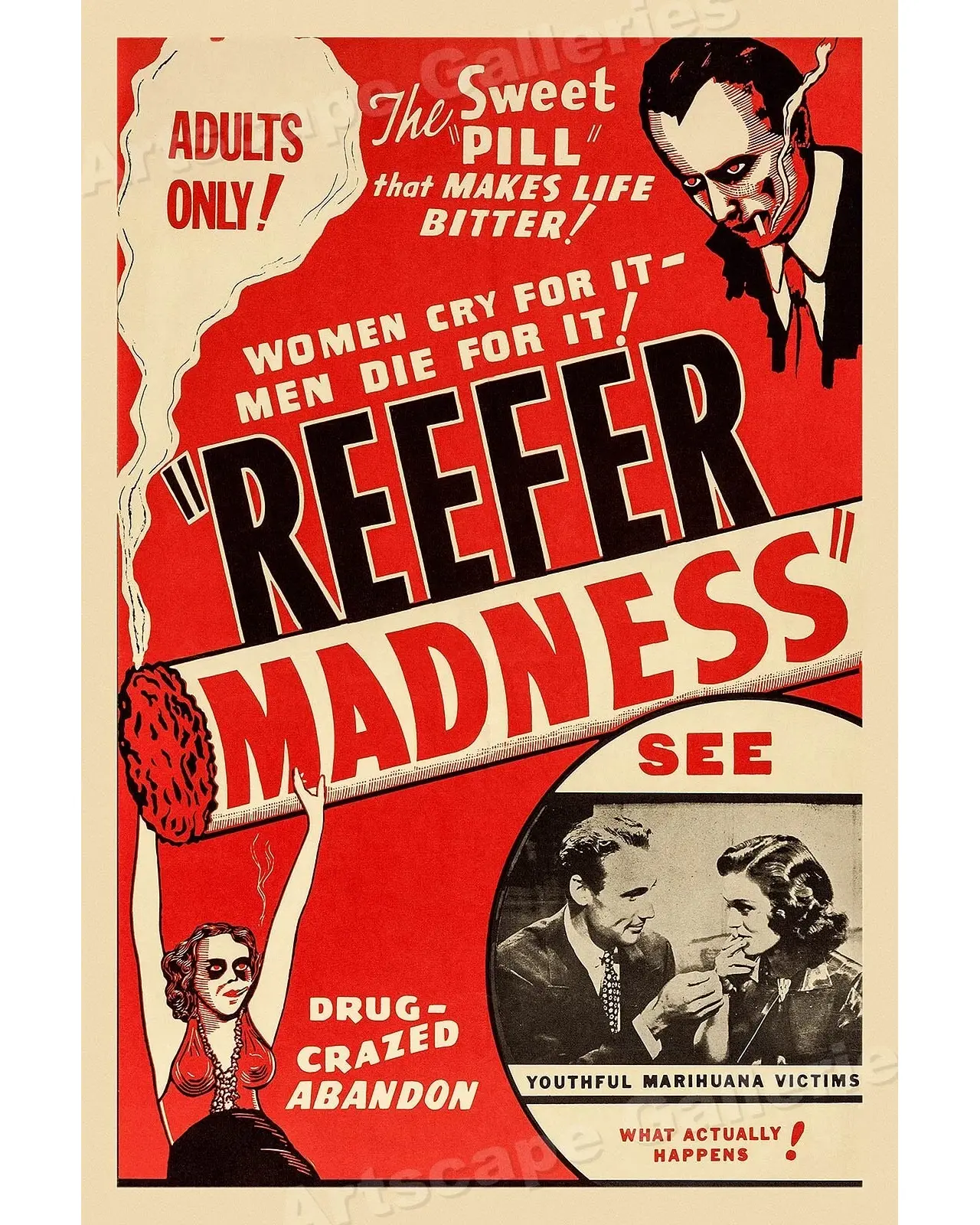 Marijuana 1950's "Reefer Madness" Vintage Style Proganda Poster