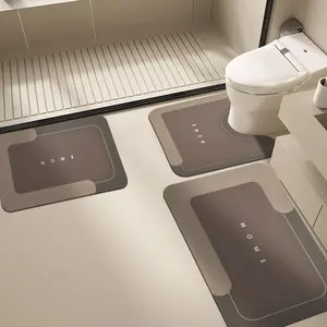 Non-Slip Bathroom Toilet Mat Set, Absorbent Algae Clay Bath Mats, Room Decor Indoor Carpet, Suitable for Bathroom Kitchen Laundry Room