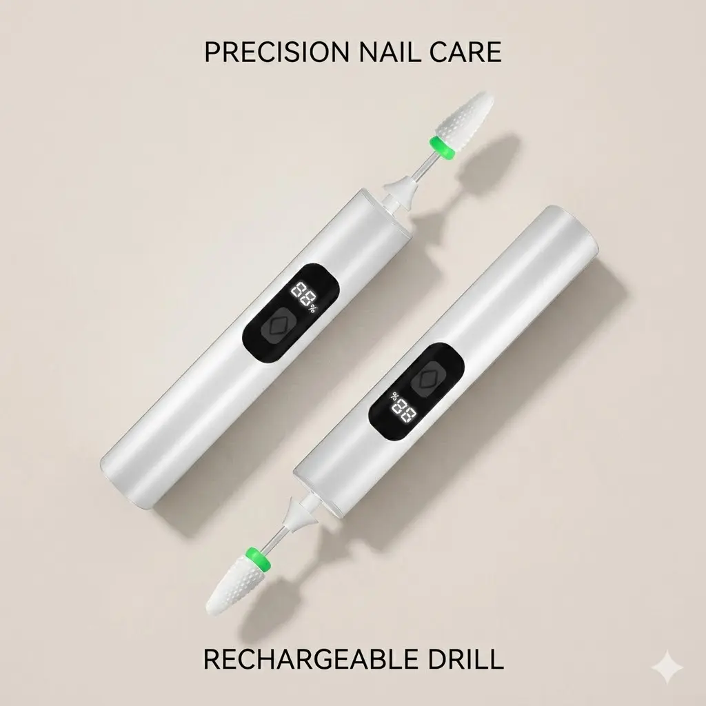Rechargeable Electric Nail Drill with LED Light, Used for trimming and shaping different nail outlines