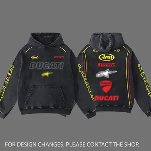 DucaTi X A-stars Biker Hoodie Washed Vintage Racing Streetwear, Motorcycle Graphic Hoodie Unisex, Designed for Motor Fans, Sportbike Culture, Speed Lovers & Urban Motorbike Style