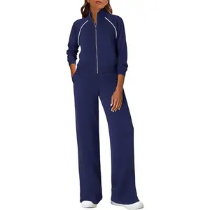 PrettyGarden Womens' 2 Piece Outfits Sweatsuits Fall Full Zip Sweatshirts Workout Pants Matching Lounge Sets Tracksuits
