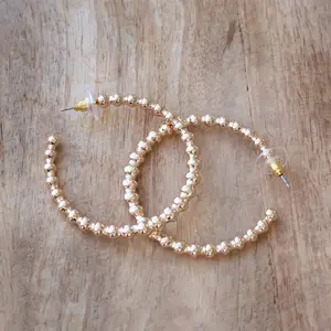 Gold Ball Hoop Earrings | Classic Gold Hoops - Pierce and Hide
