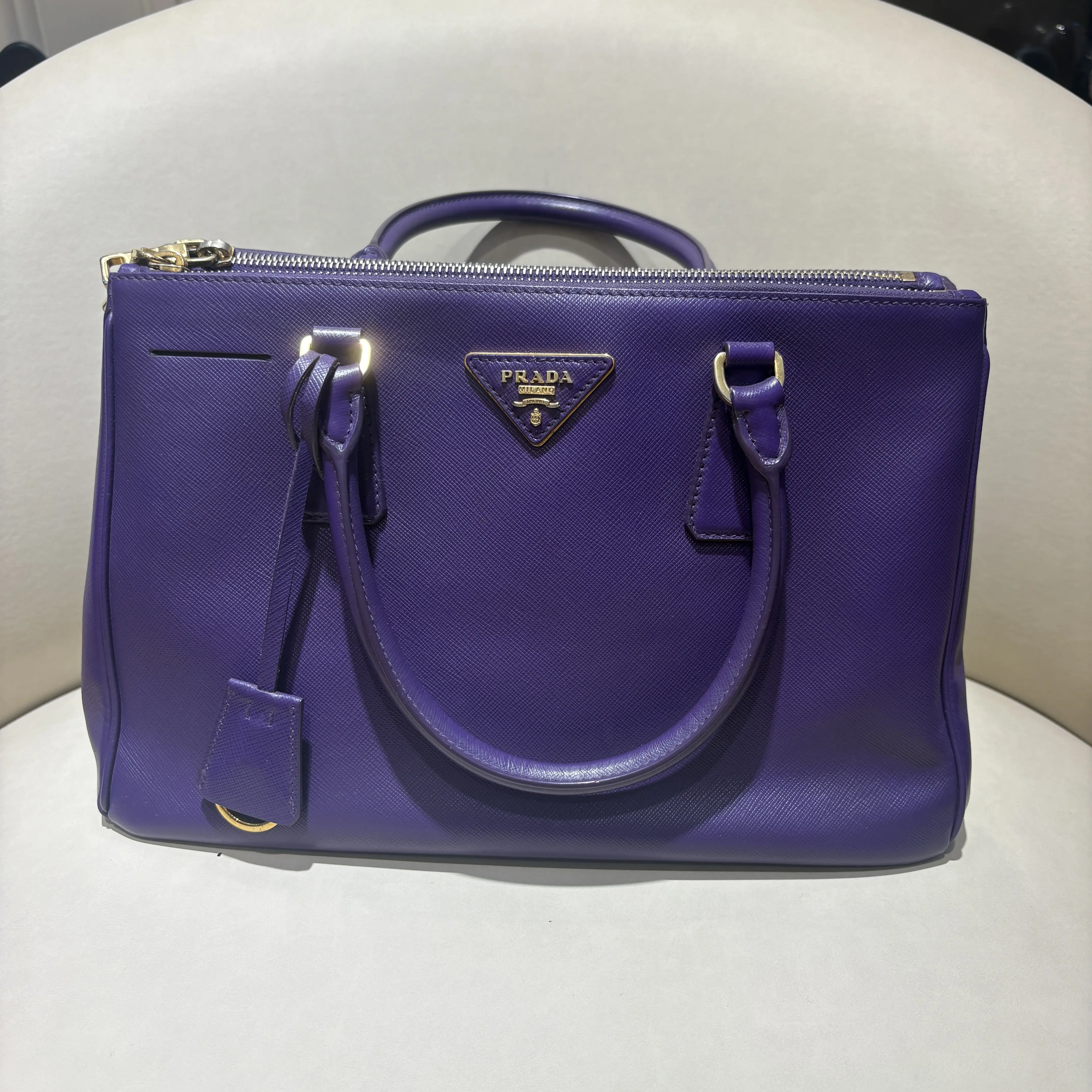 Pre-owned Calfskin Crossbody Bags Prada Purple Saffiano Leather Galleria Handbag