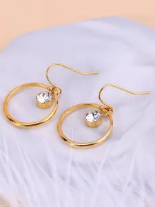 High-Color Retention Silver Hook Earrings, Minimalist Geometric Cut-Out Design, Square Zirconia Round Silver Color Long Dangle Ear Pendants