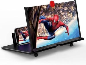 Mobile Cellphone Screen Enlarger Stand - Adjustable Phone Accessory with Foldable Mount, Optical Lens Display, Comfortable Viewing, Fits Most Phones, Black