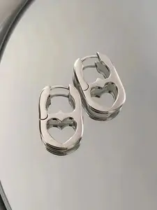 Elegant Heart Hollow Out Oval Earrings, Versatile Fashion Jewelry for Women, Perfect for Casual, Vacation, Party Wear