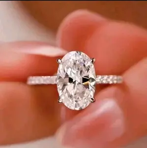 Fashion Jewelry Cubic Zirconia Women's Engagement Ring 3 Carat Oval