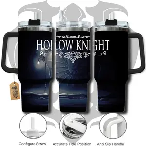 HardTimesMerch - Hollow Knight #1 40oz Handle Tumbler Stainless Steel Travel Mug, Game Inspired Vacuum Insulated Cup, Large Iced Coffee Tumbler, Manga Fighter Drinkware, Gamer Gift for Him Her