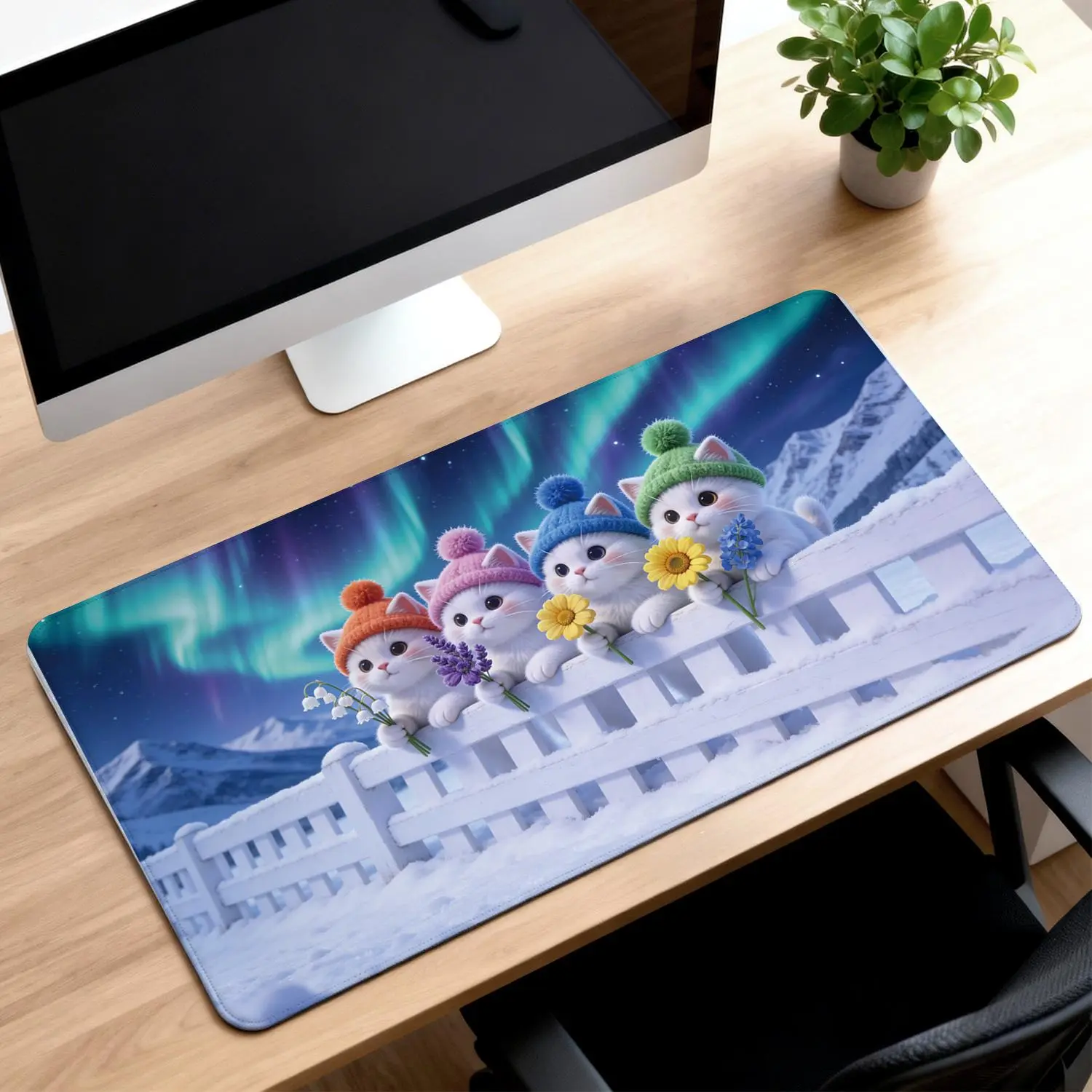 LIVEKEY 40x80cm Extended Computer Mouse Pad, Multifunctional Gaming Desk Accessory with Aesthetic Fall Forest & Paper Plane Design, Non-Slip Rubber Base, Stitched Edge for Office Work, Gaming Desk Accessories